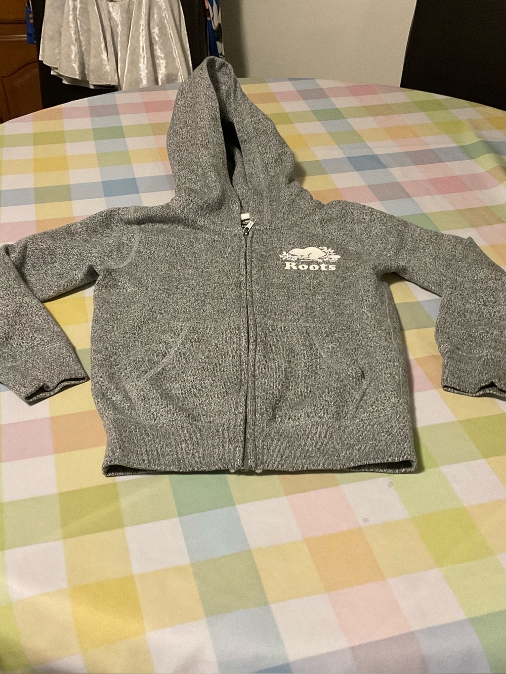 Roots Kids Gray Marled Zip Hoodie with Logo